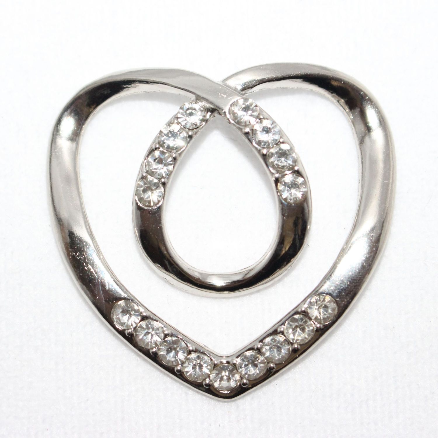 Heart CZ Silver Silk Scarf and Shirt Buckle