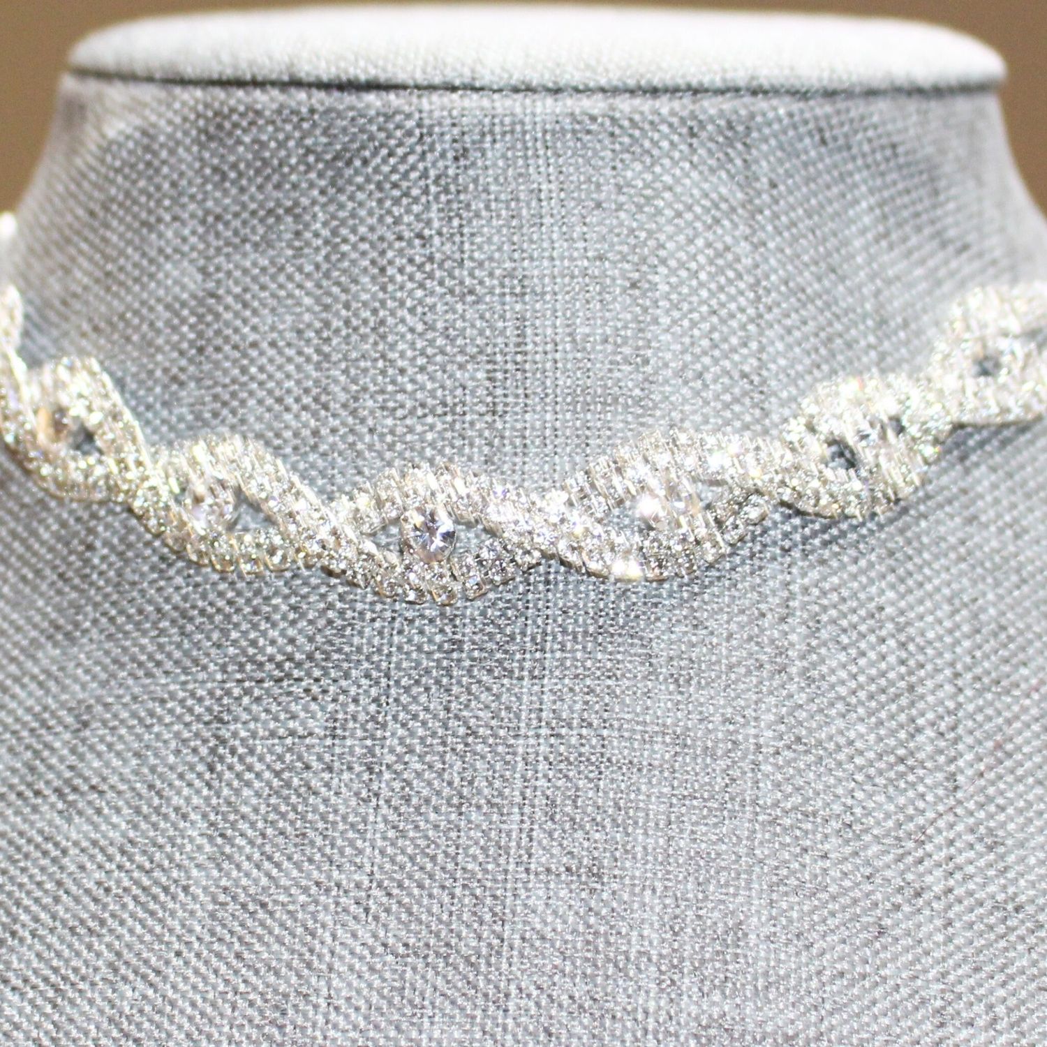Rhinestone Choker Silver Necklace