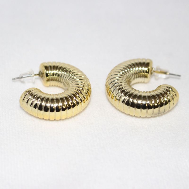 Ridged Macaroni Style Hoop Earrings