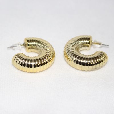 Ridged Macaroni Style Hoop Earrings