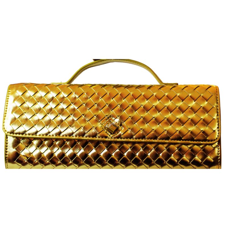 Gold Woven Clutch Bag