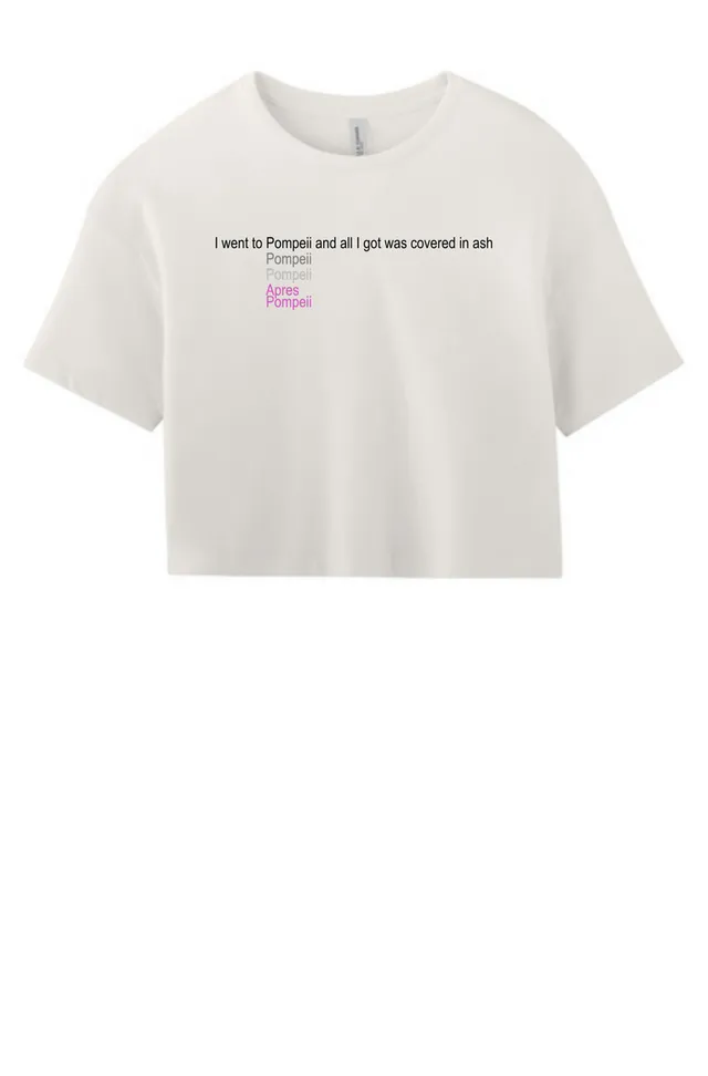 Vintage White Jersey Cropped Tee - Lettering