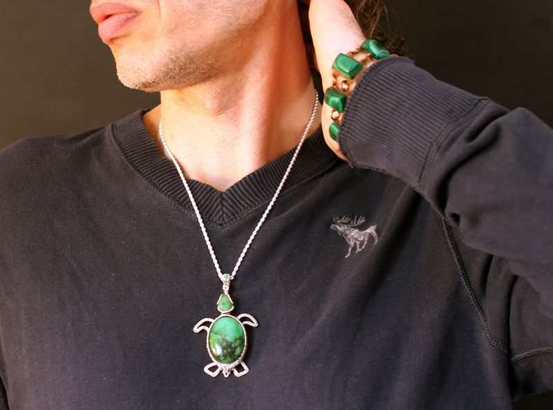 Handmade Emerald Turtle in Solid Silver