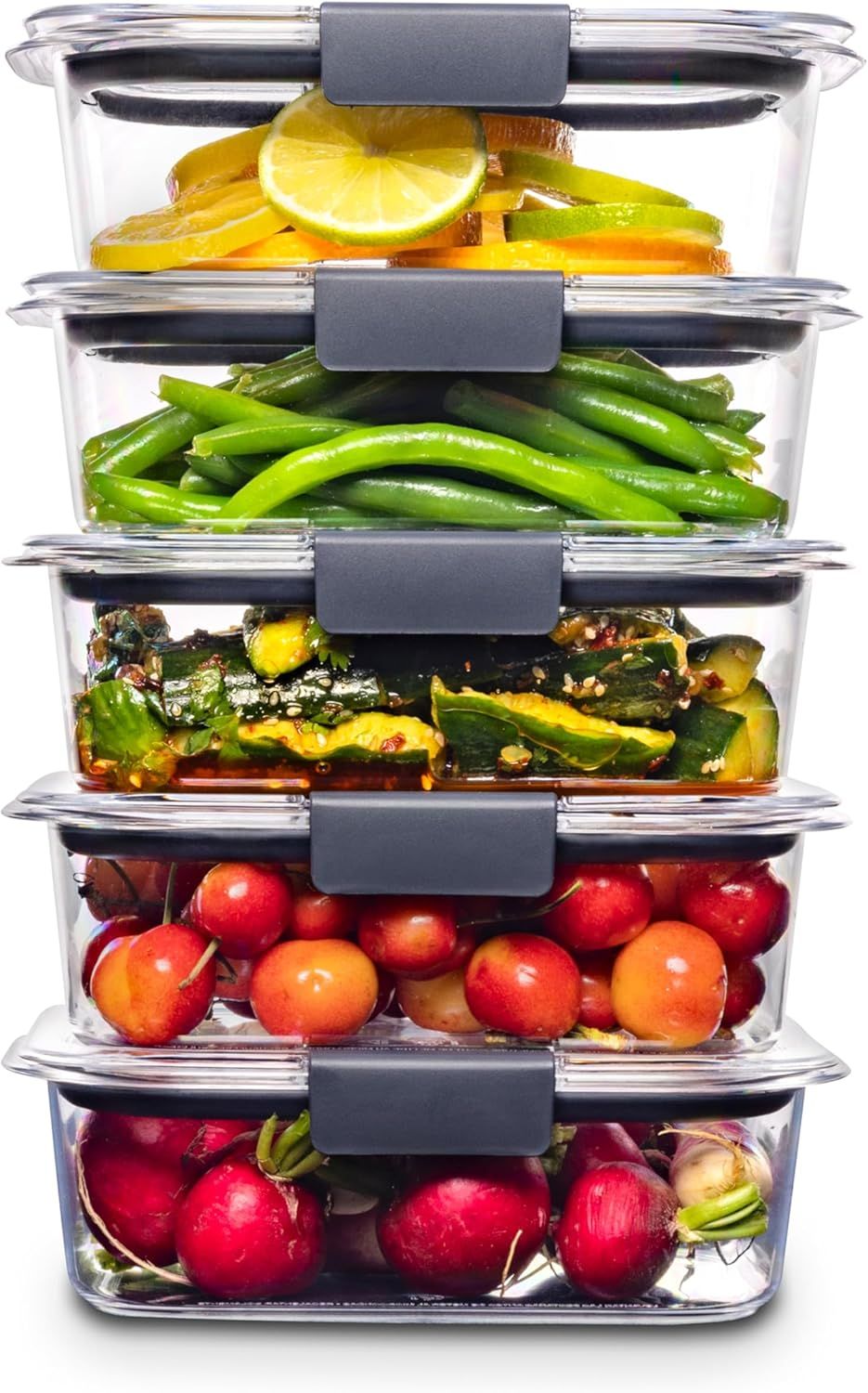 Rubbermaid Brilliance Food Storage Containers BPA Free Airtight Lids Ideal for Lunch Meal Prep &amp; Leftovers Set of 5 (3.2 Cup)