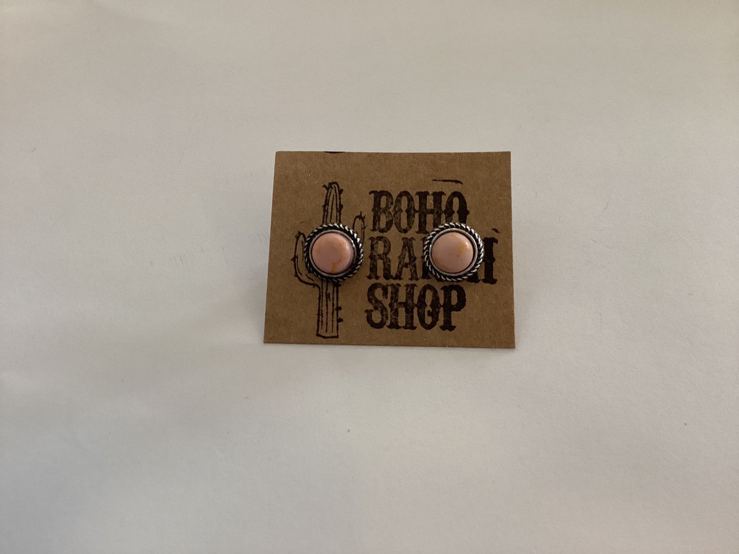 Western Stone Stud Earring, Color: Circle Peach