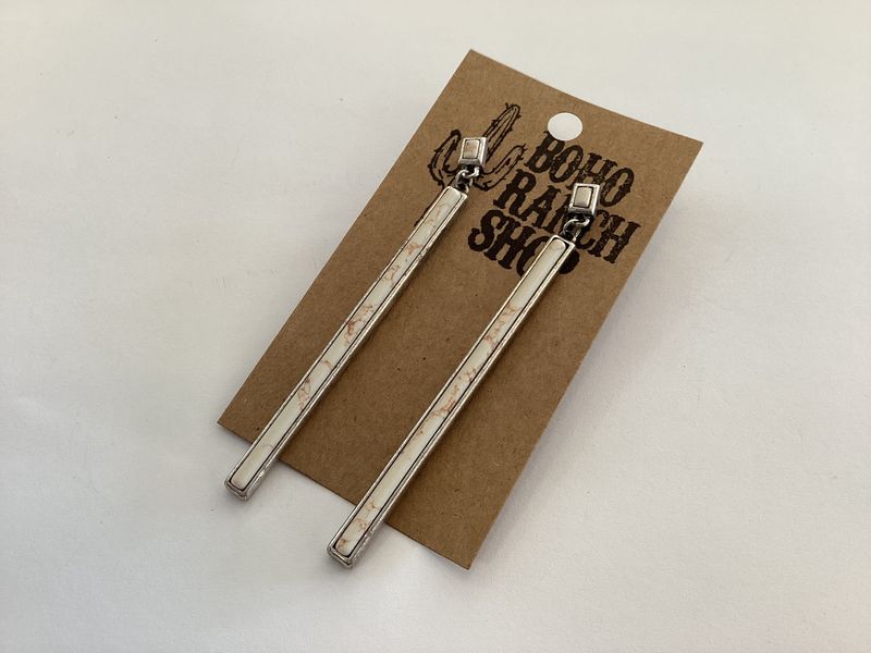 White Bar Stone Earring
