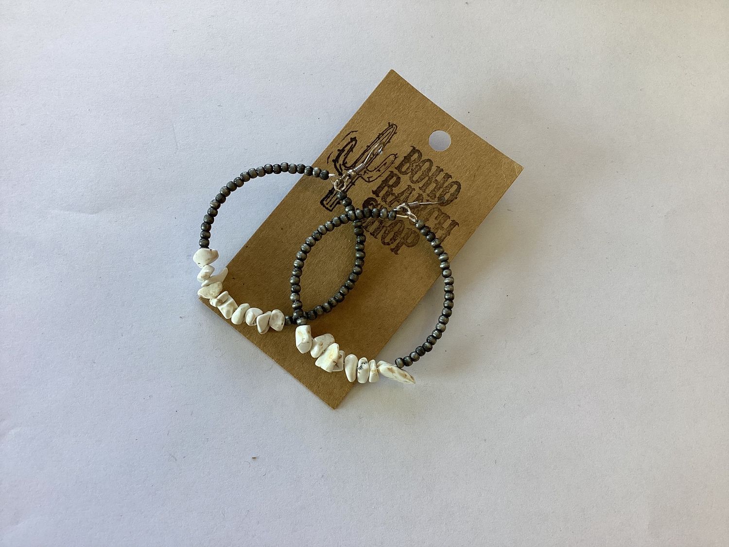 White and Navajo Hoop Earrings