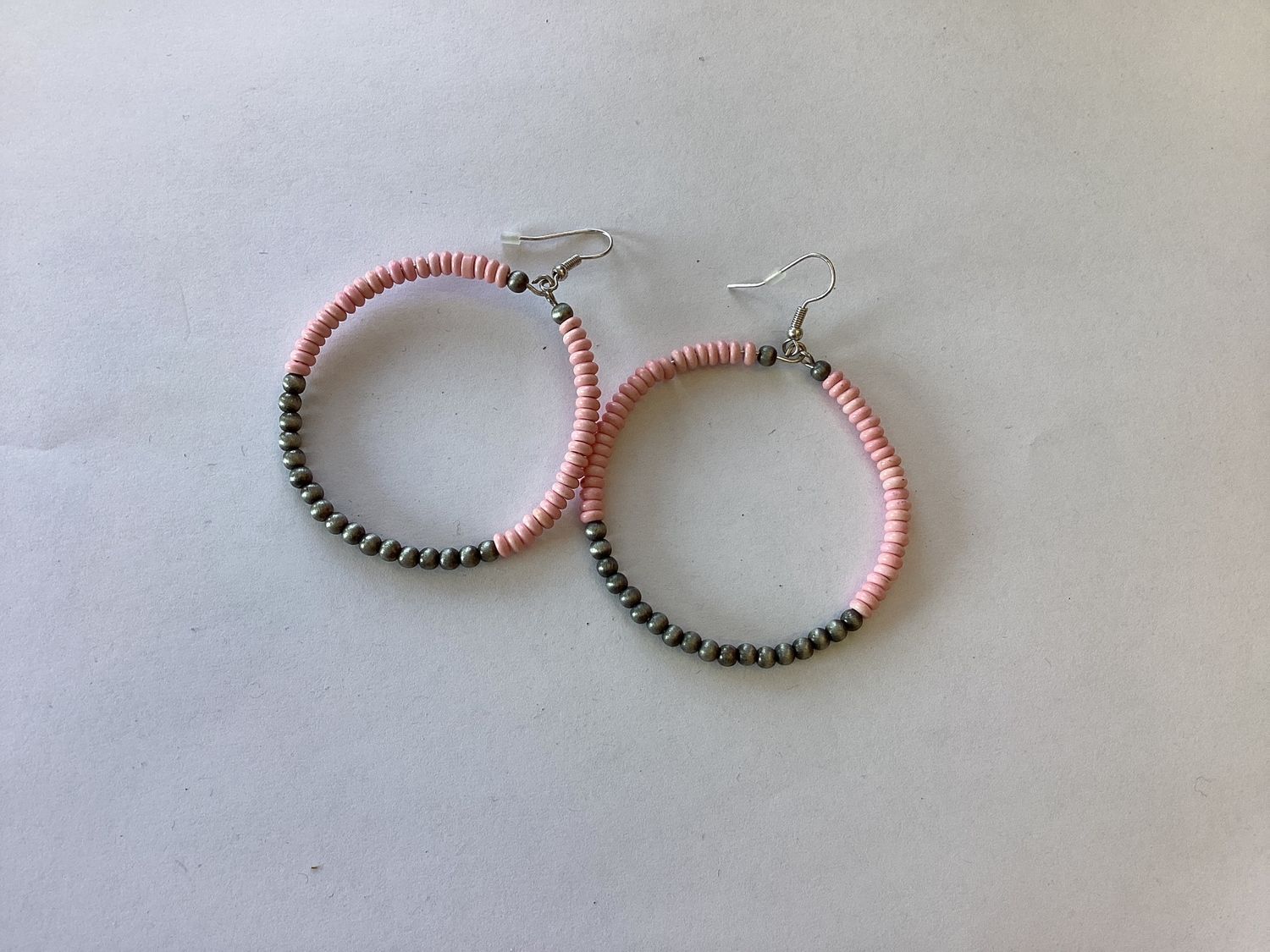 Pink and Navajo Hoop Earrings