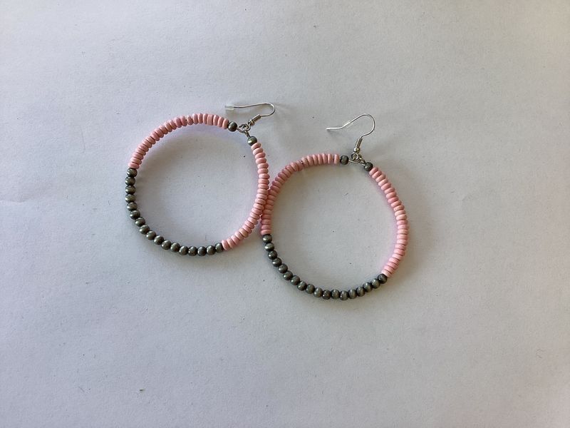 Pink and Navajo Hoop Earrings