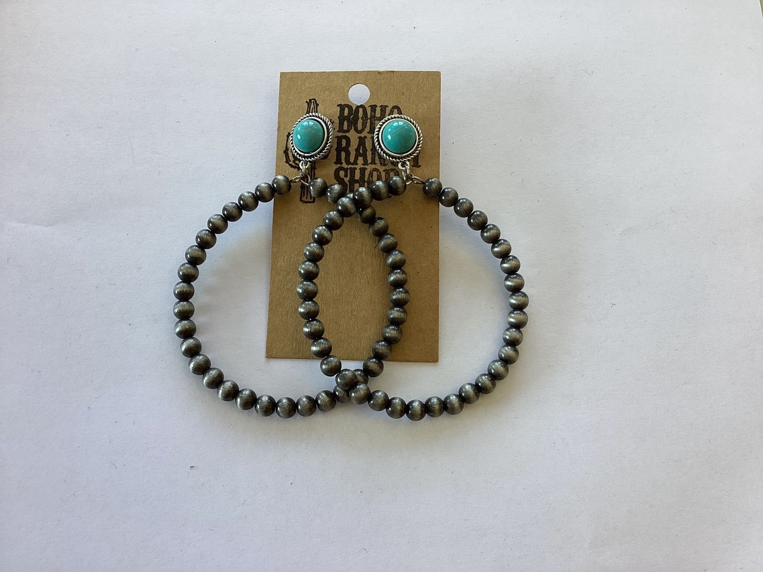 Turquoise Stud Hoop Earrings