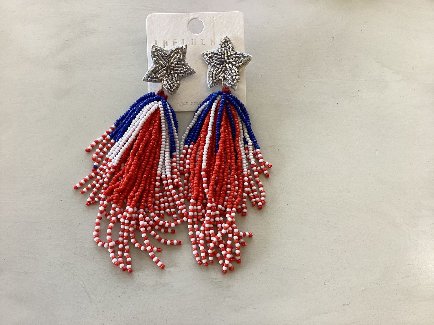 4th of July Earrings, Style: Star Dangle