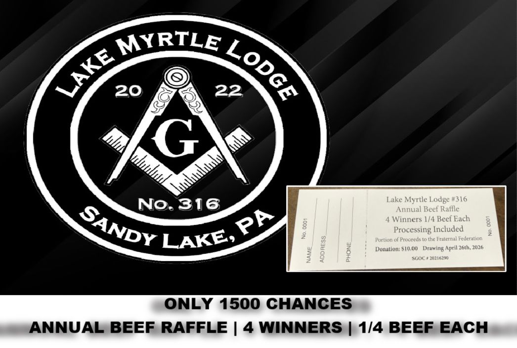 ANNUAL BEEF RAFFLE | 4 WINNERS | 1/4 BEEF EACH