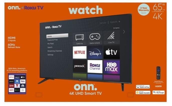 3 Raffle tickets for a New Onn 65" 4K  Roku Smart TV