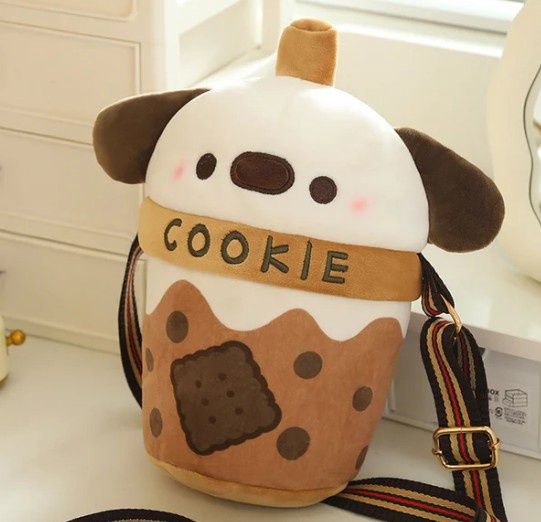 stuff animal plush puppy outer milk tea cup