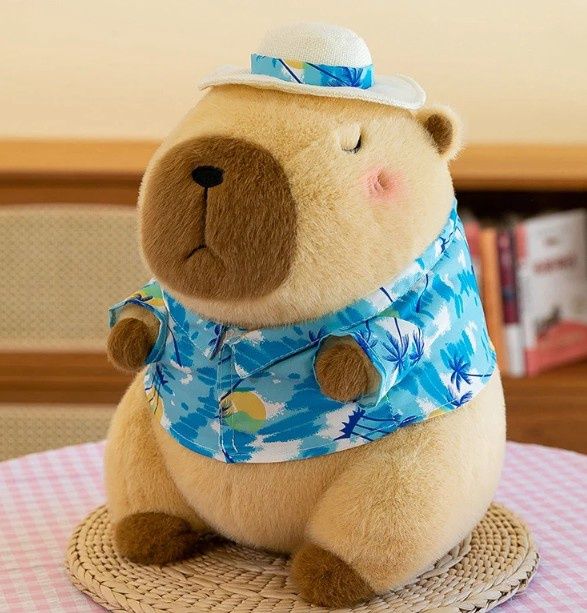 Capybara Plush  - Blue shirt, Size: 80 g