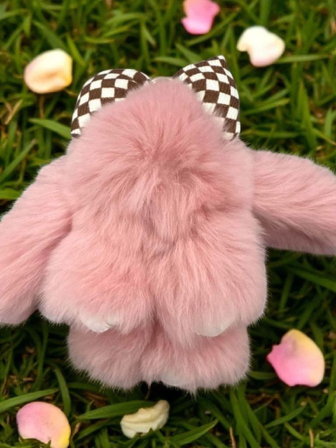 Rabbit Plush w Bow Keychain, Colour: Pink