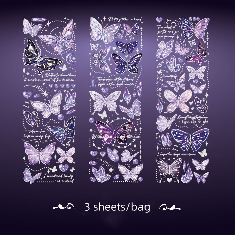 Butterfly Shiny  Stickers, Colour: purple gentle love song