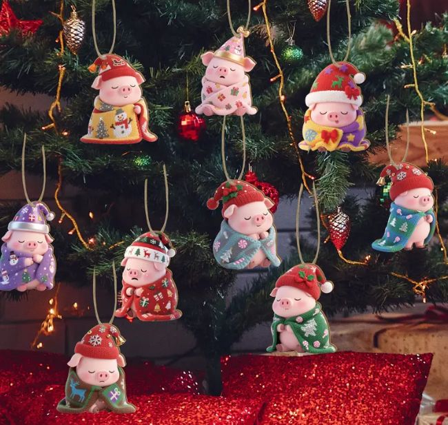 Wooden Pig Ornaments