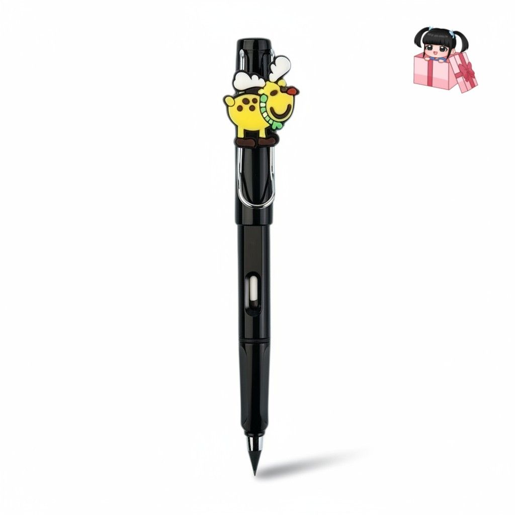 Inkless Pencil w Eraser w Cartoon Figure, Colour: black reindeer