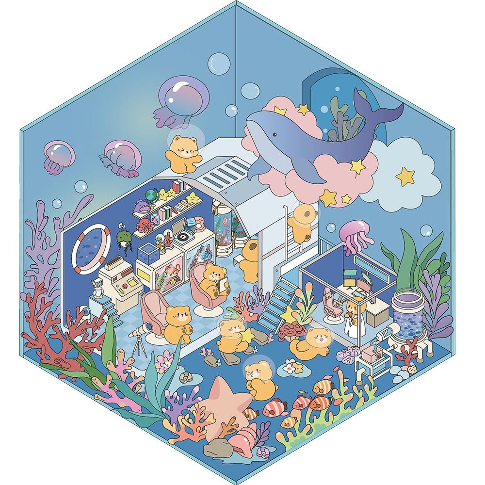 DIY 3D Sticker Scene Sets, Box Set: Aquarium set