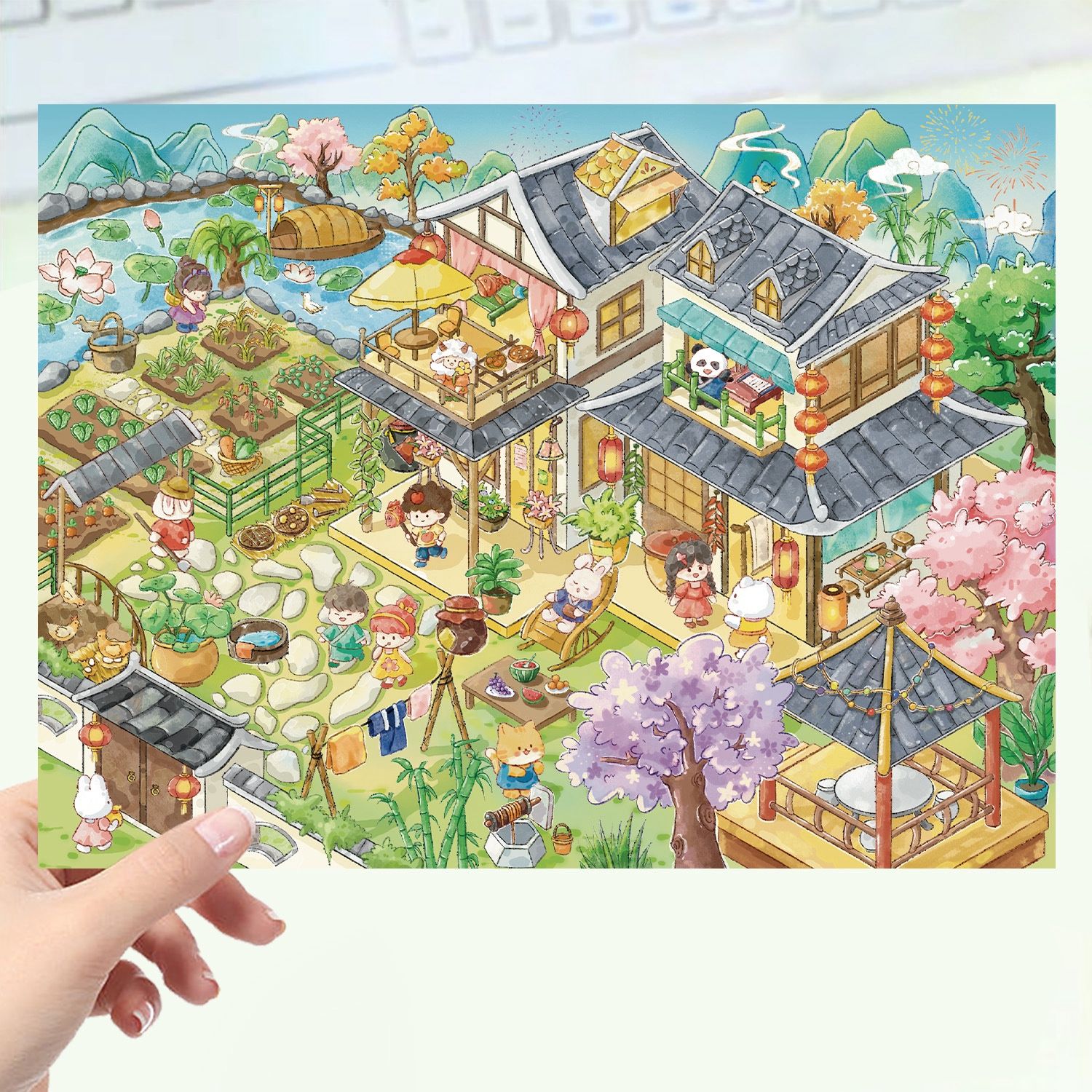 DIY 3D Sticker Large Scene Sets, Character: Peach Blossom Villa