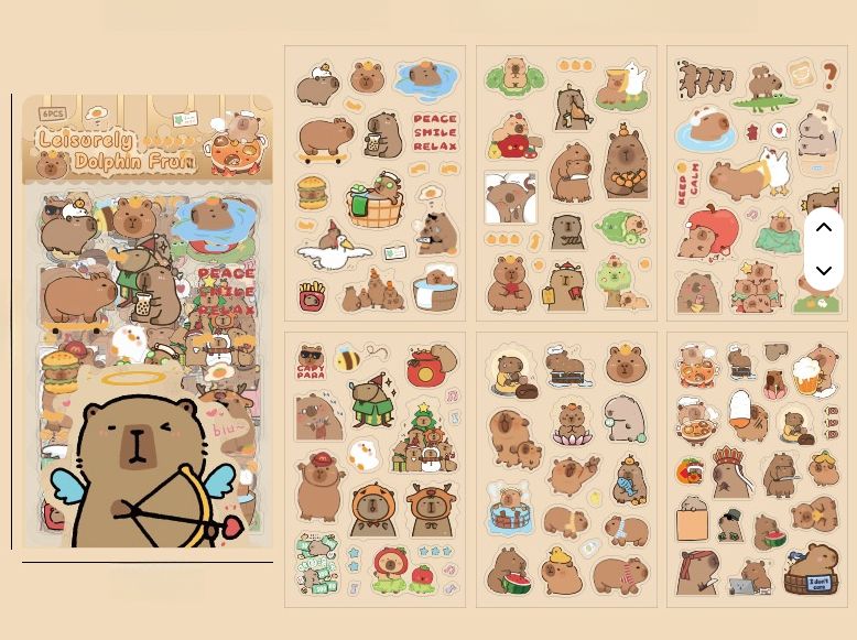 Capybara Dolphin Fruit. Leisurely Stickers