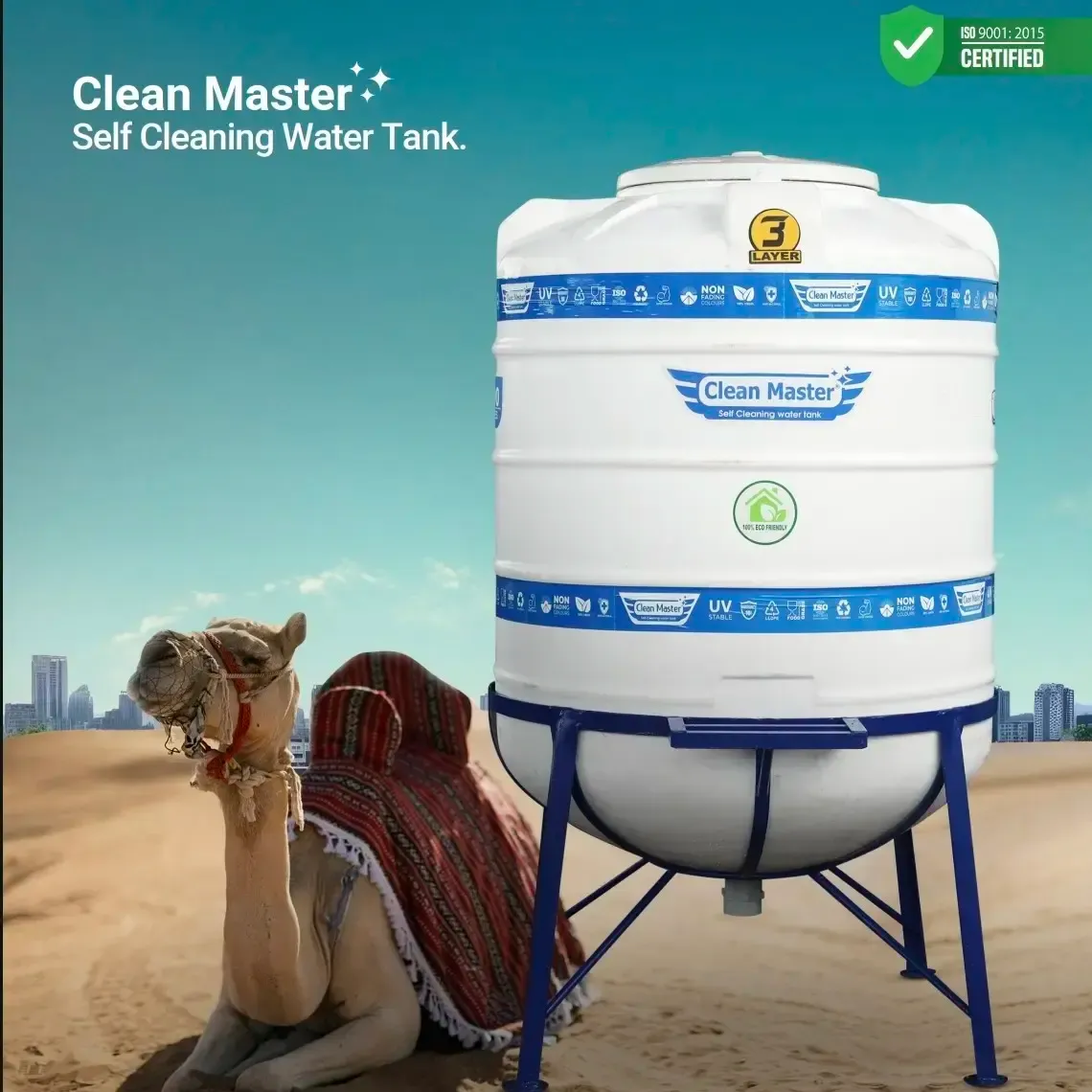 Sagar Clean Master Self Cleaning Water Tank 500 Ltr With 4 Feet M S Stand