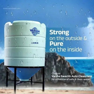 Varsha Swachh 1000 ltr Auto Clean Water Tank With 6F MS Stand