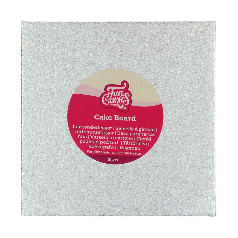 FUNCAKES CAKE BOARD VIERKANT 20 X 20 CM - ZILVER