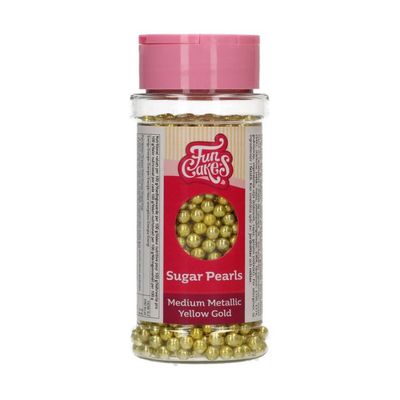Funcakes suikerparel medium Metallic goud 80 G