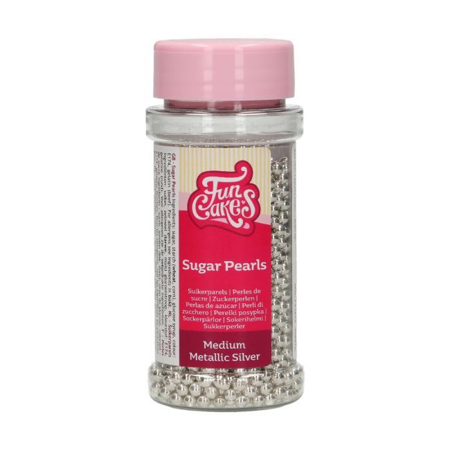 FunCakes Suikerparels Medium Metallic Zilver 80 g