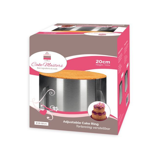 CAKE-MASTERS ADJUSTABLE CAKE RING 20CM HIGH