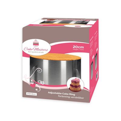 CAKE-MASTERS ADJUSTABLE CAKE RING 20CM HIGH