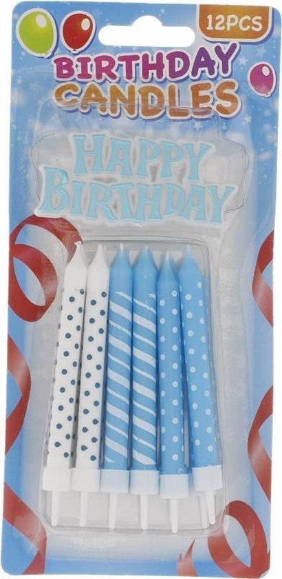 Birthday Candles blauw-wit