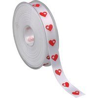 Lint - 15mm - 25m - Lovin Hearts - wit/rood