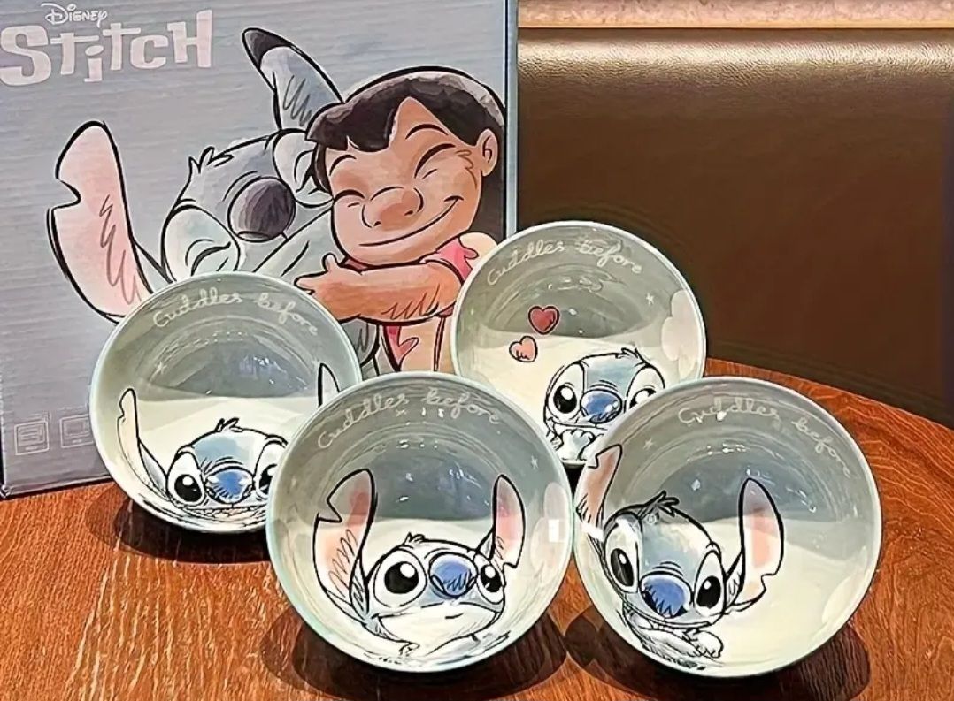 Stitch Keramische Kommen Set – 4-delige Serviesset