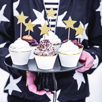 PartyDeco Cupcake Toppers Sterren - Goud Set/6