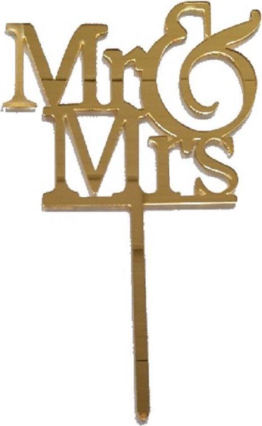 Mr &amp; Mrs topper acryl goud