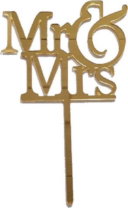 Mr &amp; Mrs topper acryl goud