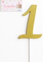Taart prikker - 1 Jaar - Goud Glitter Taartprikker - Leuk voor op de taart bij een 1 jarige verjaardag