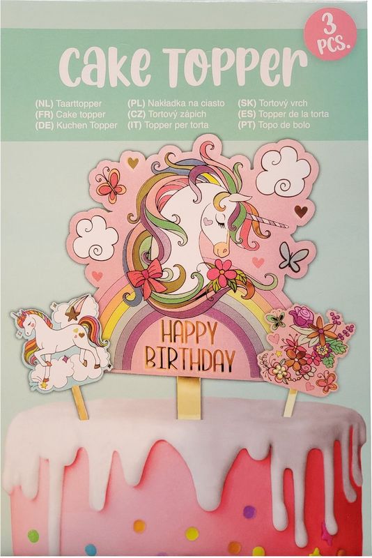 Happy Birthday topper Unicorn 3 delig