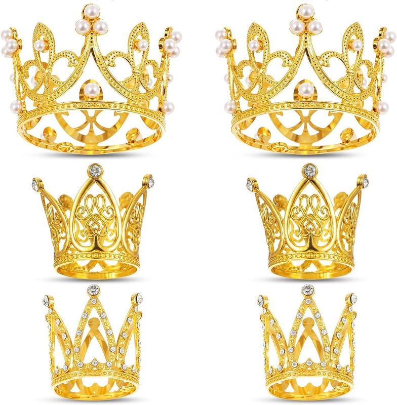 Mini-kroon taarttoppers (6 stuks)