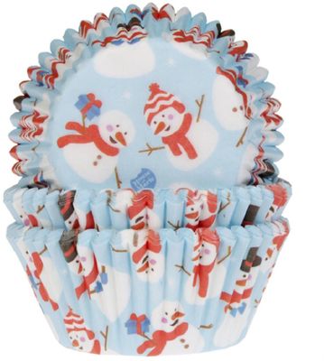 House of Marie Cupcake Vormpjes - Sneeuwpop - pk/50 - Baking Cups voor Muffins en Cupcakes