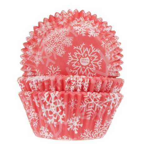 House of Marie Baking Cups Sneeuwkristal Rood pk/50