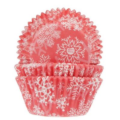 House of Marie Baking Cups Sneeuwkristal Rood pk/50