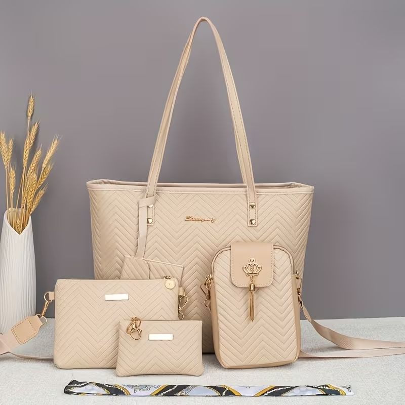 Luxe 5-delige Handtas Set BEIGE