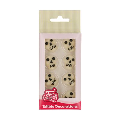 Funcakes fondant decoratie doodshoofden set/8 Funcakes fondant decoratie doodshoofden set/8