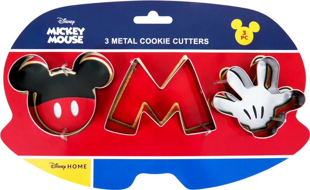 Disney Mickey Mouse koekvormen - 3 bakvormen - uitsteekvormpjes - bakvormpjes - metaal