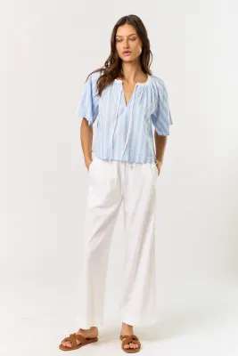 S/S Striped Gathered Top