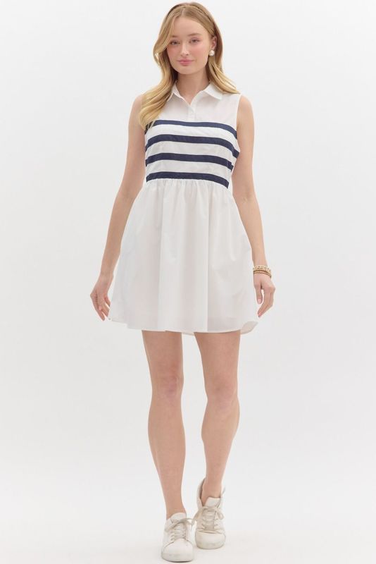 Stripe Pattern Fit &amp; Flare Dress